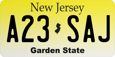NJ license plate A23SAJ