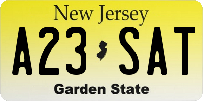NJ license plate A23SAT