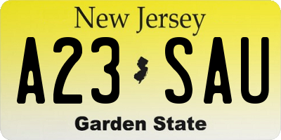 NJ license plate A23SAU