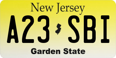 NJ license plate A23SBI