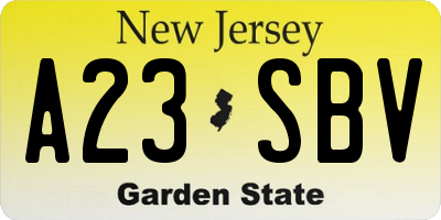 NJ license plate A23SBV