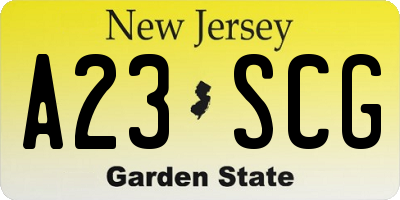 NJ license plate A23SCG