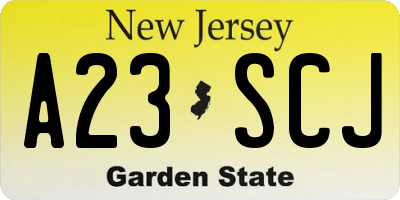NJ license plate A23SCJ