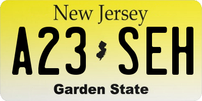 NJ license plate A23SEH