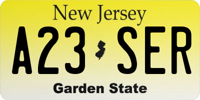 NJ license plate A23SER