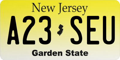 NJ license plate A23SEU