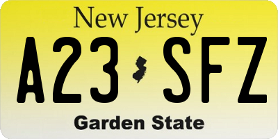 NJ license plate A23SFZ