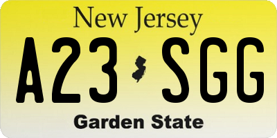 NJ license plate A23SGG