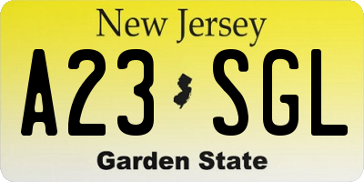 NJ license plate A23SGL