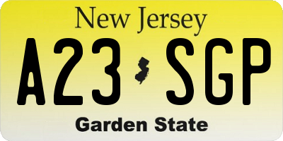 NJ license plate A23SGP