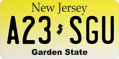 NJ license plate A23SGU