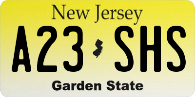 NJ license plate A23SHS