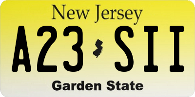 NJ license plate A23SII