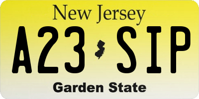 NJ license plate A23SIP
