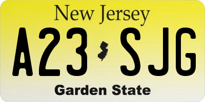 NJ license plate A23SJG