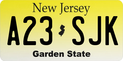 NJ license plate A23SJK