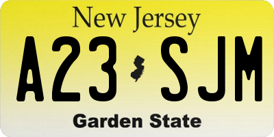 NJ license plate A23SJM