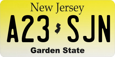 NJ license plate A23SJN