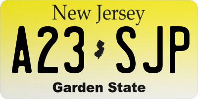 NJ license plate A23SJP