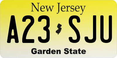 NJ license plate A23SJU