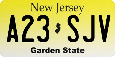 NJ license plate A23SJV