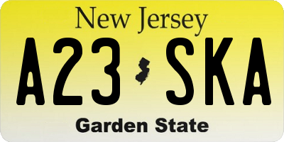 NJ license plate A23SKA