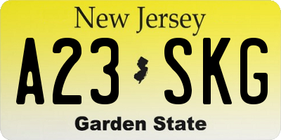 NJ license plate A23SKG
