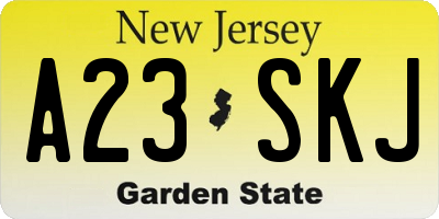 NJ license plate A23SKJ