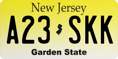NJ license plate A23SKK