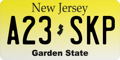 NJ license plate A23SKP