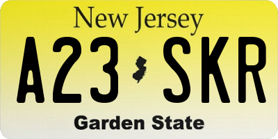 NJ license plate A23SKR