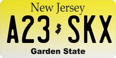 NJ license plate A23SKX