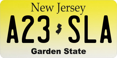 NJ license plate A23SLA