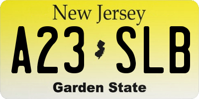 NJ license plate A23SLB
