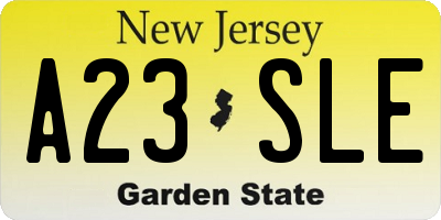 NJ license plate A23SLE