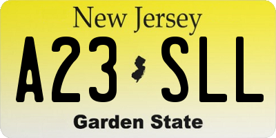 NJ license plate A23SLL
