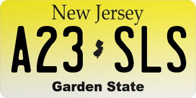 NJ license plate A23SLS