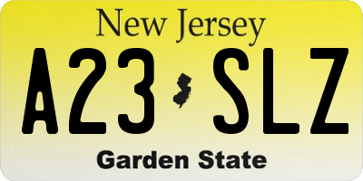 NJ license plate A23SLZ
