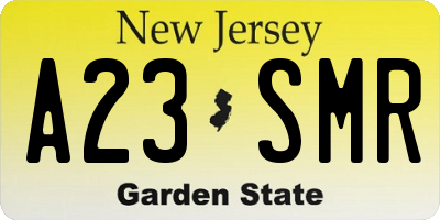 NJ license plate A23SMR