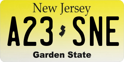 NJ license plate A23SNE