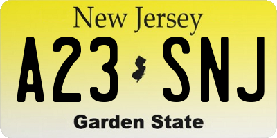 NJ license plate A23SNJ