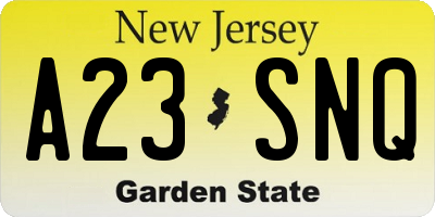 NJ license plate A23SNQ