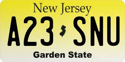 NJ license plate A23SNU