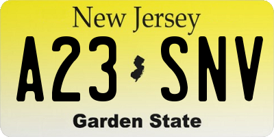 NJ license plate A23SNV