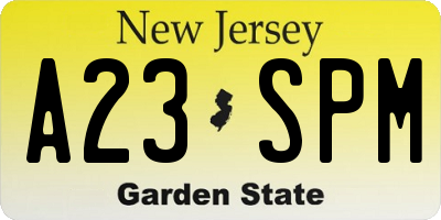 NJ license plate A23SPM
