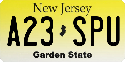 NJ license plate A23SPU