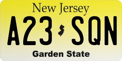 NJ license plate A23SQN