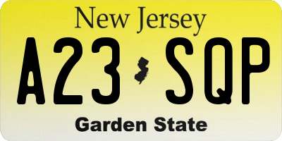 NJ license plate A23SQP