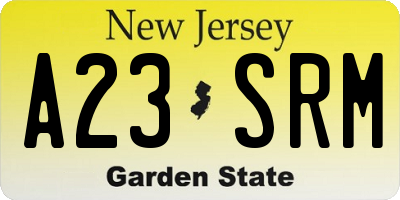 NJ license plate A23SRM