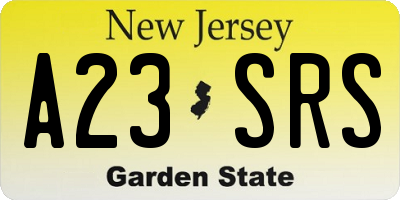 NJ license plate A23SRS